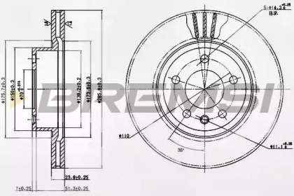 Тормозной диск (BREMSI: DBA697V)