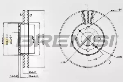 Тормозной диск (BREMSI: DBA716V)