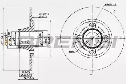 Тормозной диск (BREMSI: DBA752S)