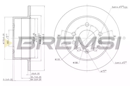 Тормозной диск (BREMSI: DBA756S)