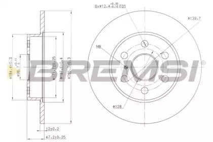 Тормозной диск (BREMSI: DBA786S)