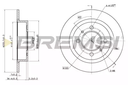 Тормозной диск (BREMSI: DBA790S)