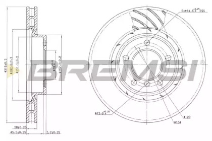 Тормозной диск (BREMSI: DBA804V)