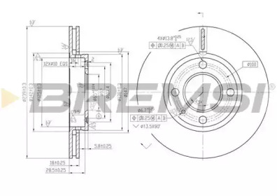 Тормозной диск (BREMSI: DBA812V)