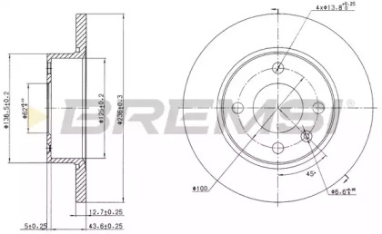 Тормозной диск (BREMSI: DBA813S)