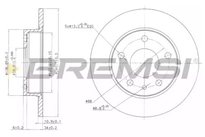 Тормозной диск (BREMSI: DBA818S)