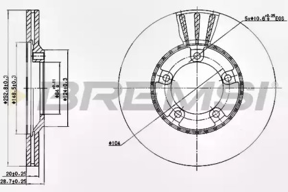 Тормозной диск (BREMSI: DBA826V)