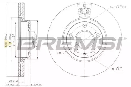 Тормозной диск (BREMSI: DBA827V)