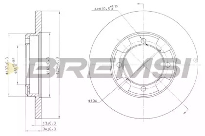 Тормозной диск (BREMSI: DBA947S)