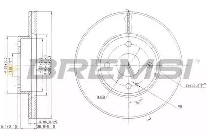 Тормозной диск (BREMSI: DBA975V)