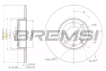 Тормозной диск (BREMSI: DBB040S)