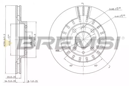 Тормозной диск (BREMSI: DBB147V)