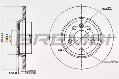 Тормозной диск (BREMSI: DBB158S)