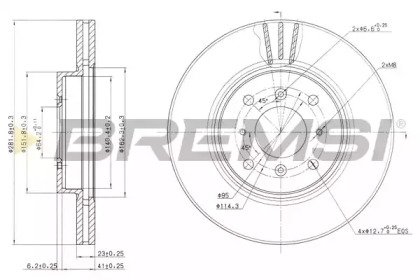 Тормозной диск (BREMSI: DBB189V)