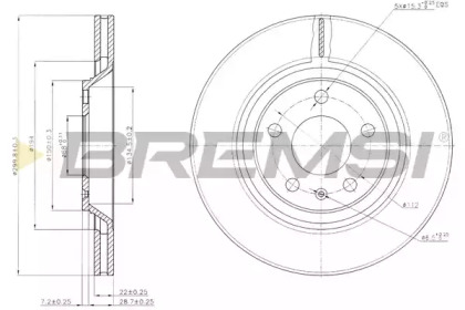 Тормозной диск (BREMSI: DBB889V)