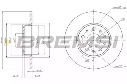 Тормозной диск (BREMSI: DBC286S)