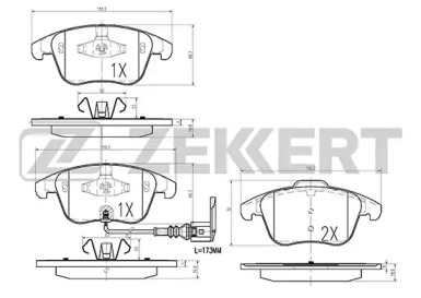 Комплект тормозных колодок (ZEKKERT: BS-1009)