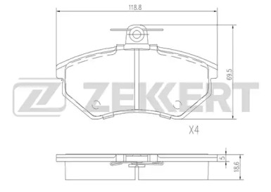 Комплект тормозных колодок (ZEKKERT: BS-1098)