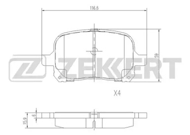 Комплект тормозных колодок (ZEKKERT: BS-1116)