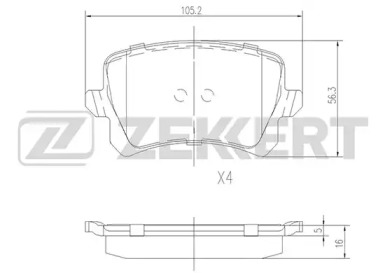 Комплект тормозных колодок (ZEKKERT: BS-1168)