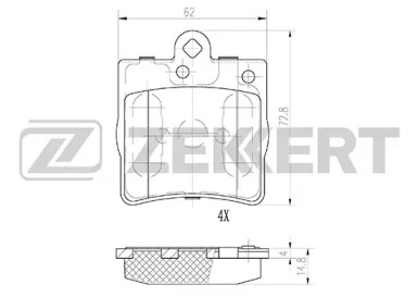 Комплект тормозных колодок (ZEKKERT: BS-1350)