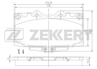 Комплект тормозных колодок (ZEKKERT: BS-2155)