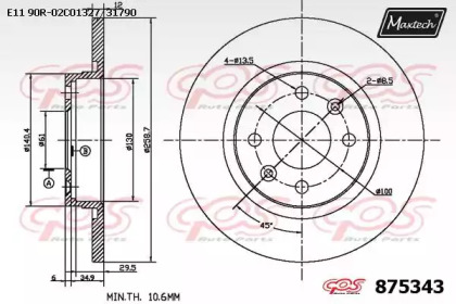 Тормозной диск (MAXTECH: 875343.0000)