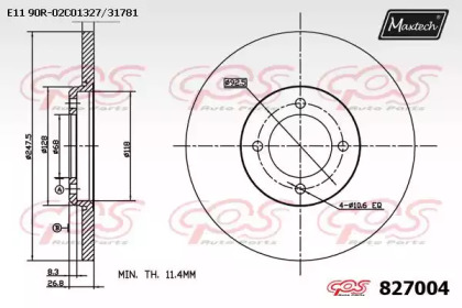 Тормозной диск (MAXTECH: 827004.0000)