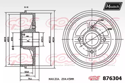 Тормозный барабан (MAXTECH: 876304.0000)