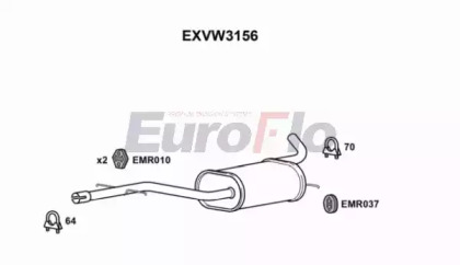 Амортизатор (EuroFlo: EXVW3156)