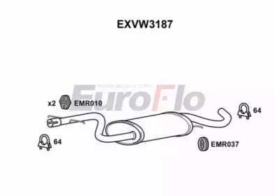 Амортизатор (EuroFlo: EXVW3187)