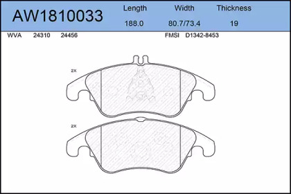 Комплект тормозных колодок (AYWIPARTS: AW1810033)