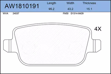 Комплект тормозных колодок (AYWIPARTS: AW1810191)