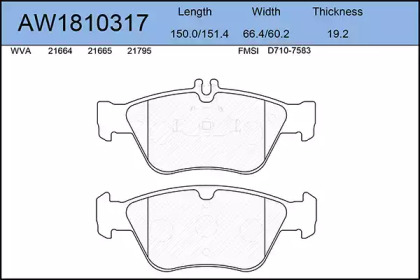 Комплект тормозных колодок (AYWIPARTS: AW1810317)