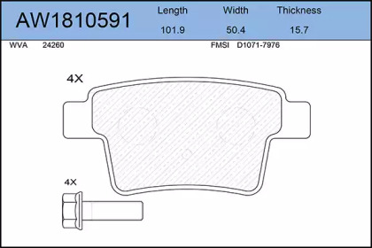 Комплект тормозных колодок (AYWIPARTS: AW1810591)