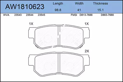 Комплект тормозных колодок (AYWIPARTS: AW1810623)