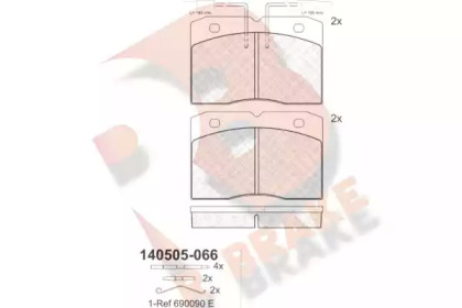 Комплект тормозных колодок (R BRAKE: RB0505-066)