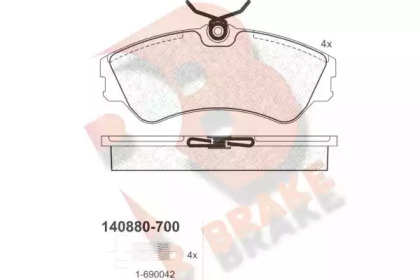 Комплект тормозных колодок (R BRAKE: RB0880-700)