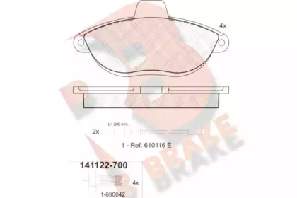 Комплект тормозных колодок (R BRAKE: RB1122-700)