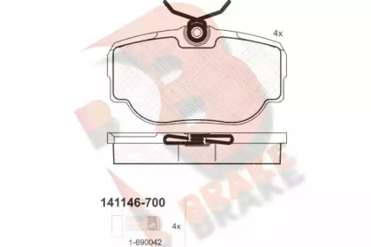 Комплект тормозных колодок (R BRAKE: RB1146-700)