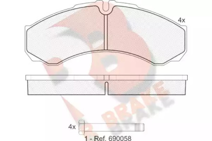 Комплект тормозных колодок (R BRAKE: RB1208)