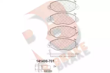 Комплект тормозных колодок (R BRAKE: RB1498-701)