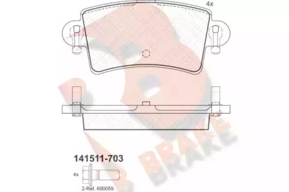 Комплект тормозных колодок (R BRAKE: RB1511-703)