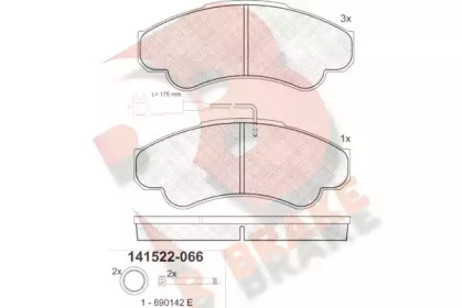 Комплект тормозных колодок (R BRAKE: RB1522-066)