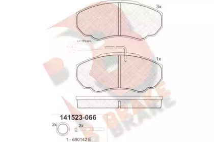 Комплект тормозных колодок (R BRAKE: RB1523-066)