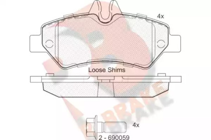 Комплект тормозных колодок (R BRAKE: RB1787-204)