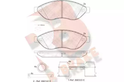 Комплект тормозных колодок (R BRAKE: RB1803-203)