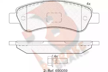 Комплект тормозных колодок (R BRAKE: RB1804)