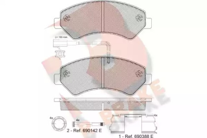 Комплект тормозных колодок (R BRAKE: RB1836-201)