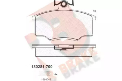 Комплект тормозных колодок (R BRAKE: RB0281-700)